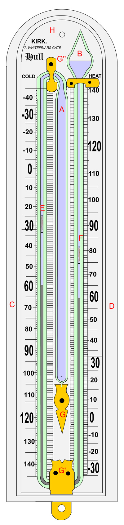 MAX-MIN THERMOMETER GREY MAGNET RE-SET